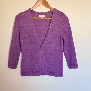 Pendleton Petite Purple Lightweight Knit Cardigan Sweater P